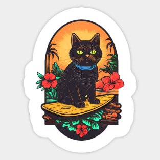 Tropical Vintage Kitty Sticker